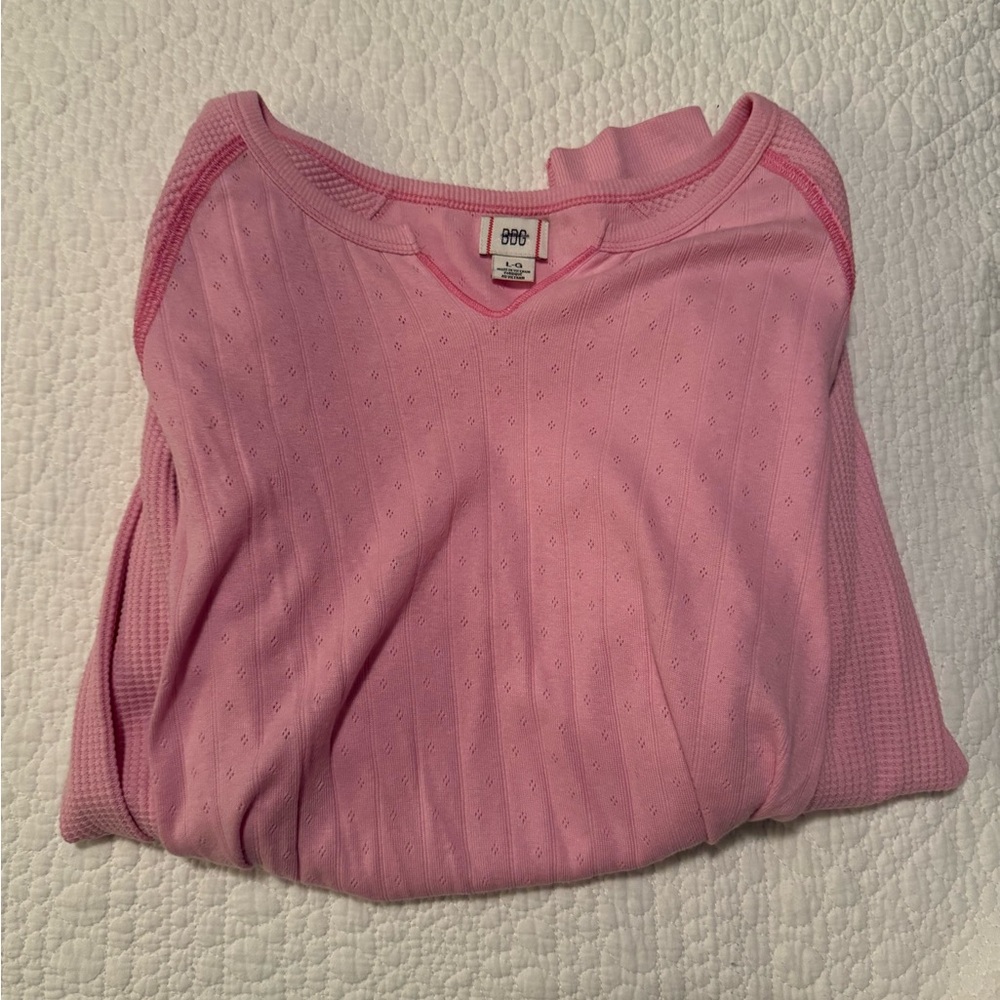 Pink Long Sleeve Crop Top